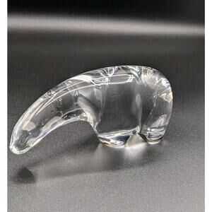 Vintage Baccarat Stylized Crystal Polar Bear Sculpture. 1980's Retired